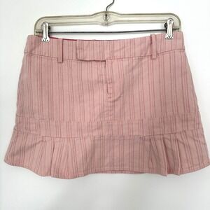 American Eagle Mini Skirt 4 Pink Striped Pleated Ruffle Y2K 2000 Coquette